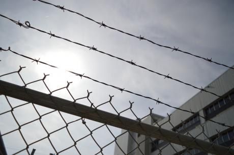 Barbed wire fence at a prison